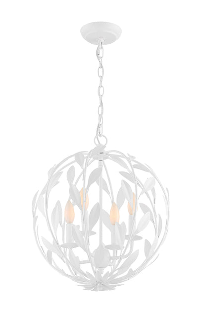 ##Antique Hardware## Broche 4 Light Matte White Mini Chandelier