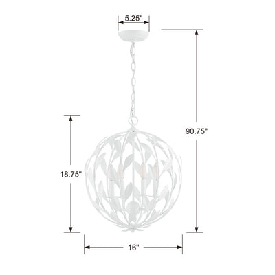 ##Antique Hardware## Broche 4 Light Matte White Mini Chandelier