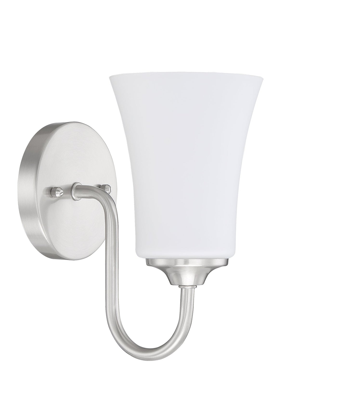 ##Antique Hardware## Gwyneth 1 Light Wall Sconce in Brushed Polished Nickel (White Glass)