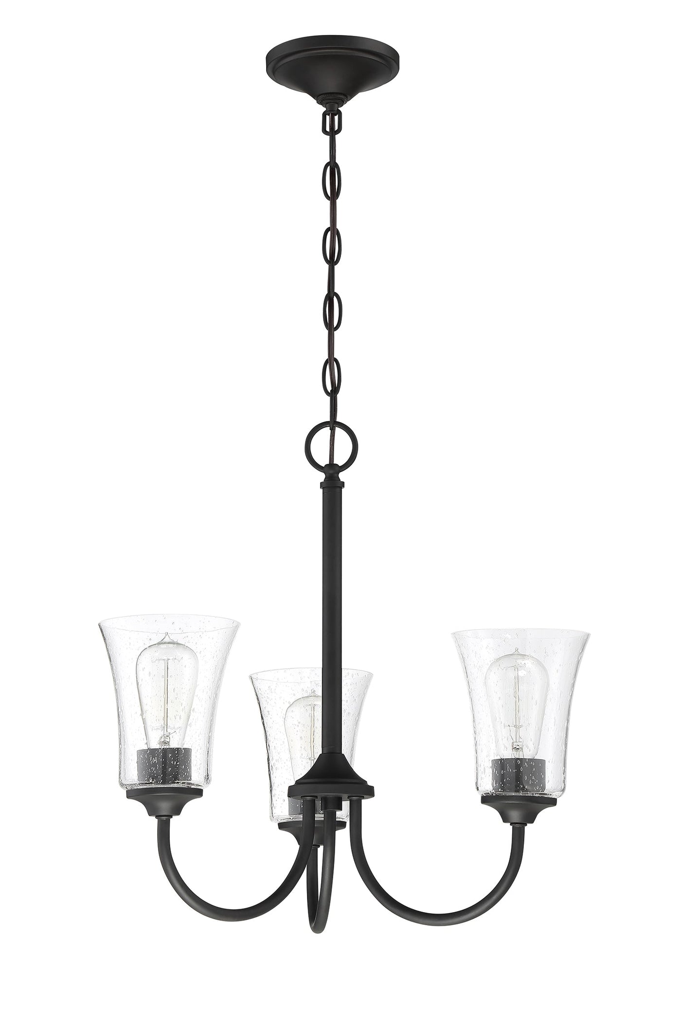 ##Antique Hardware## Gwyneth 3 Light Chandelier in Flat Black