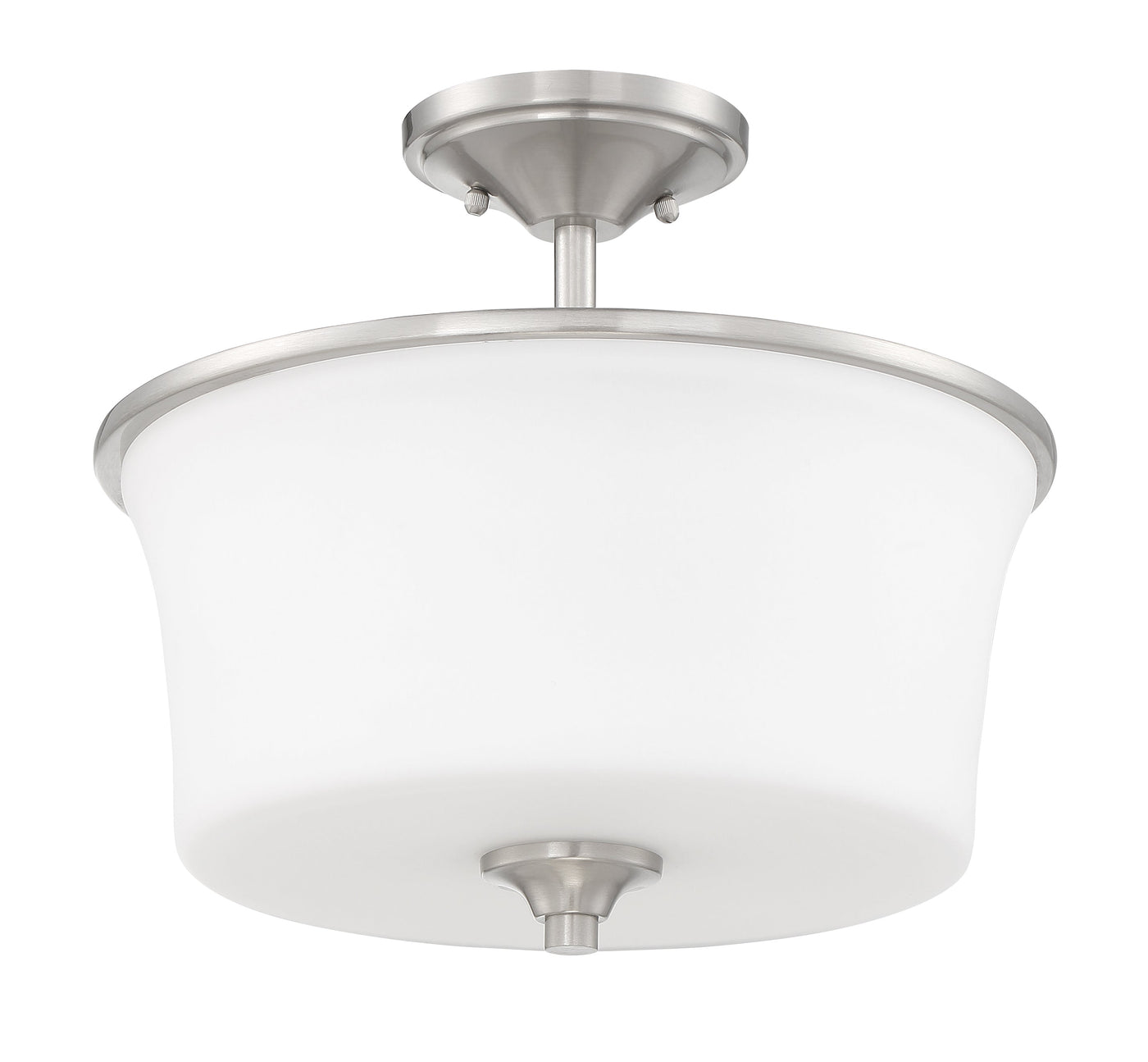 ##Antique Hardware## Gwyneth 2 Light Convertible Semi Flush in Brushed Polished Nickel (White Glass)