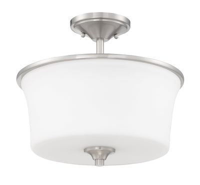 ##Antique Hardware## Gwyneth 2 Light Convertible Semi Flush in Brushed Polished Nickel (White Glass)