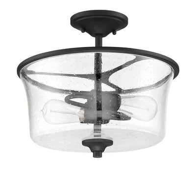 ##Antique Hardware## Gwyneth 2 Light Convertible Semi Flush in Flat Black