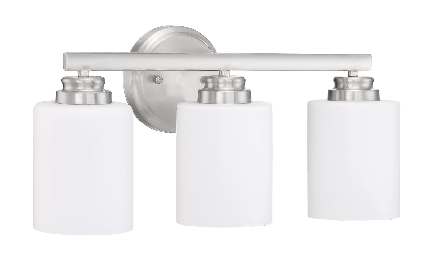 ##Antique Hardware## Bolden 3 Light Vanity in Brushed Polished Nickel (White Glass)