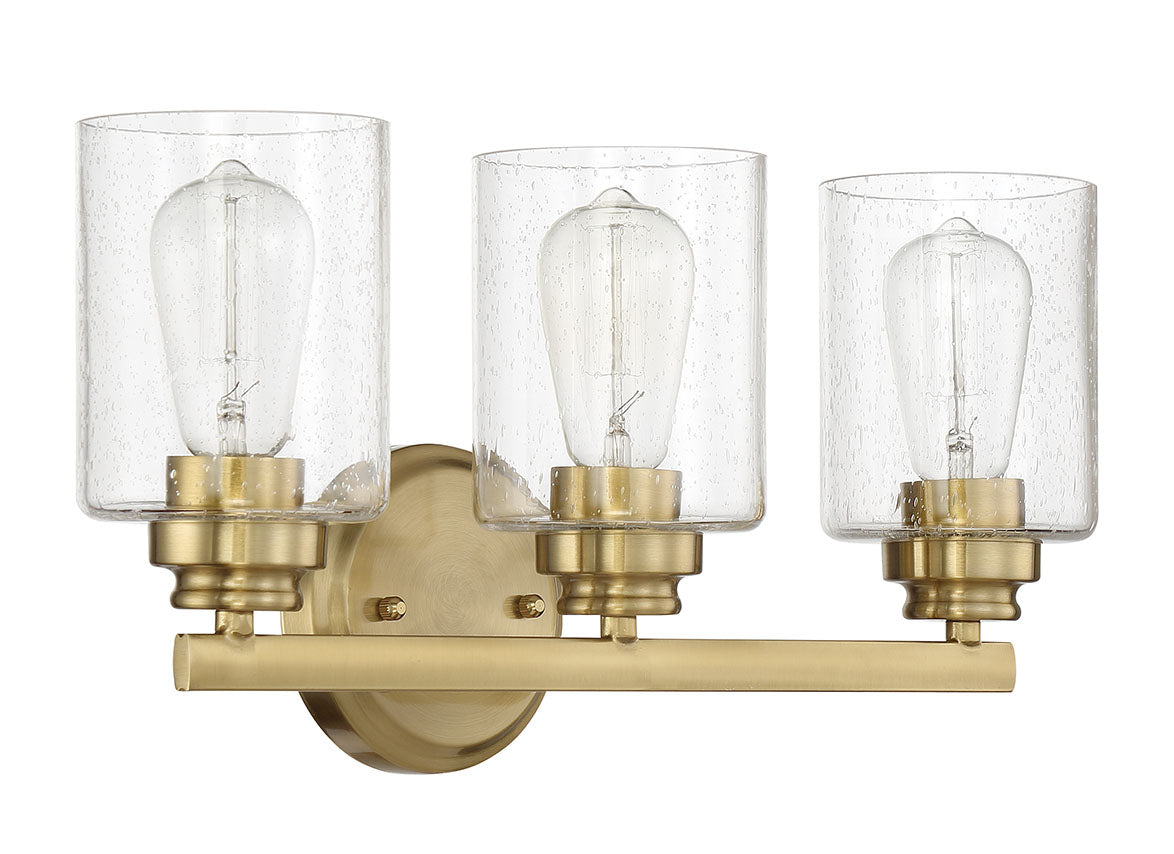 ##Antique Hardware## Bolden 3 Light Vanity in Satin Brass