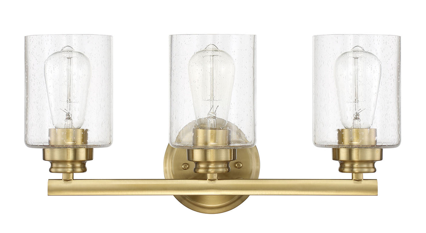 ##Antique Hardware## Bolden 3 Light Vanity in Satin Brass