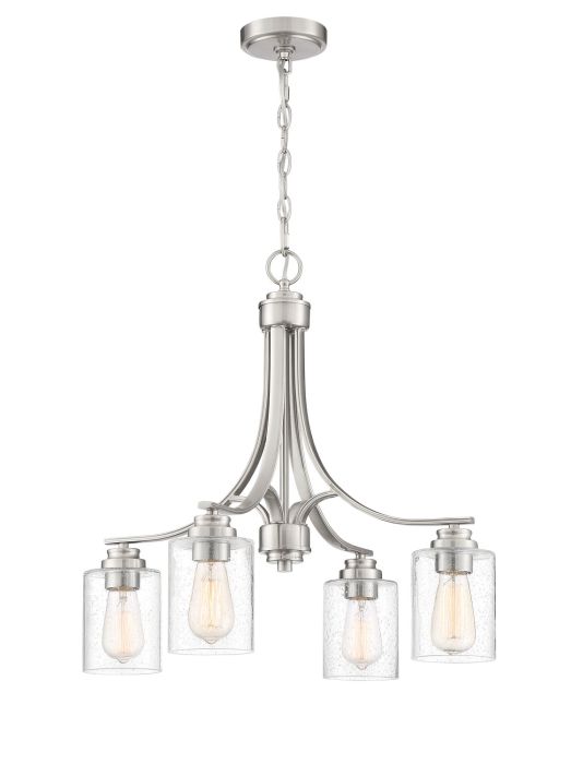 ##Antique Hardware## Bolden 4 Light Chandelier in Brushed Polished Nickel