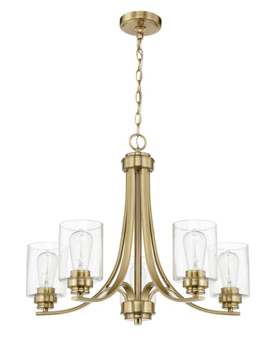 ##Antique Hardware## Bolden 5 Light Chandelier in Satin Brass