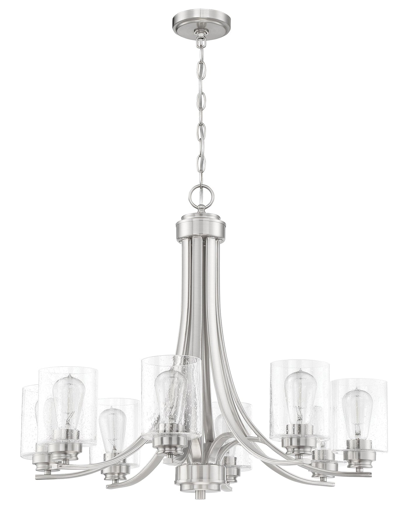 ##Antique Hardware## Bolden 8 Light Chandelier in Brushed Polished Nickel