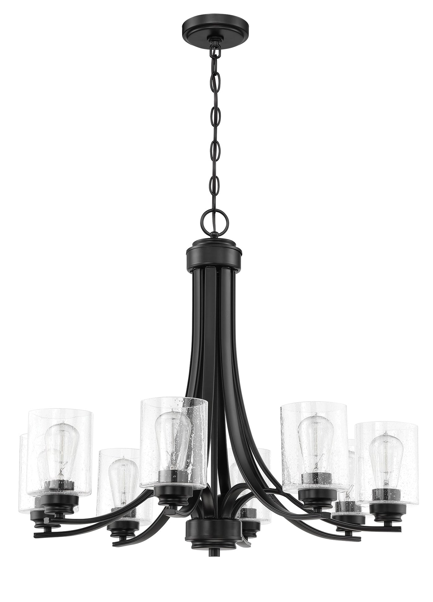 ##Antique Hardware## Bolden 8 Light Chandelier in Flat Black