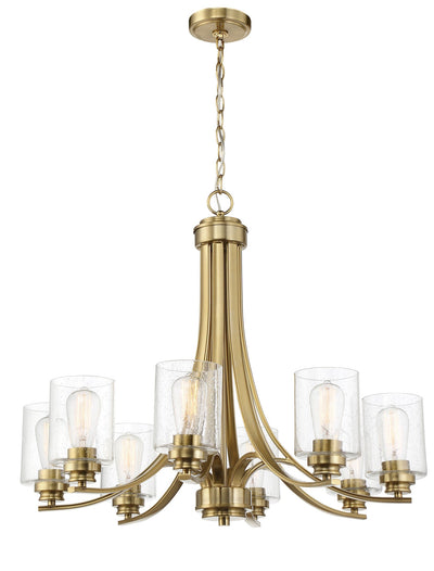 ##Antique Hardware## Bolden 8 Light Chandelier in Satin Brass