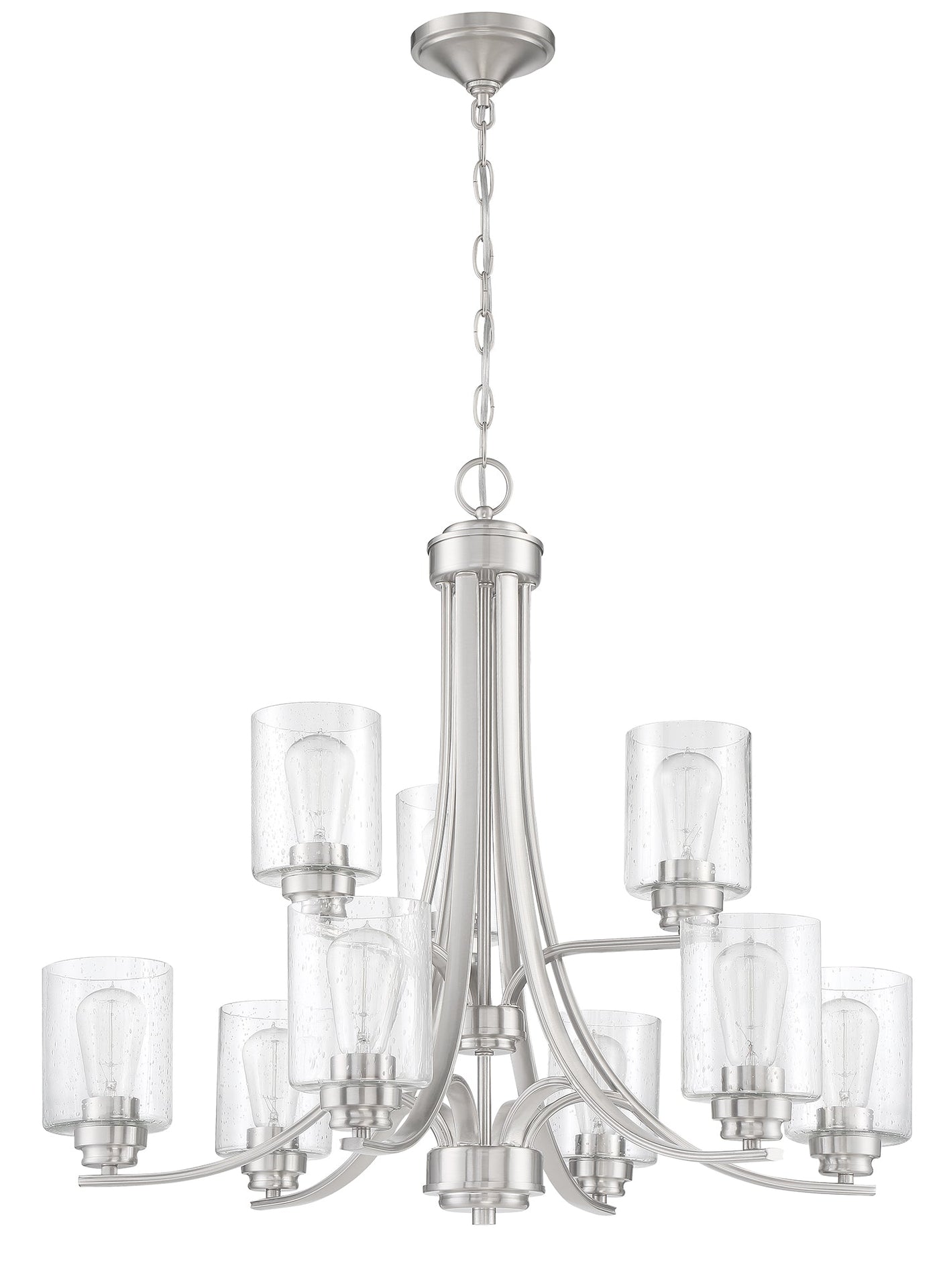 ##Antique Hardware## Bolden 9 Light Chandelier in Brushed Polished Nickel