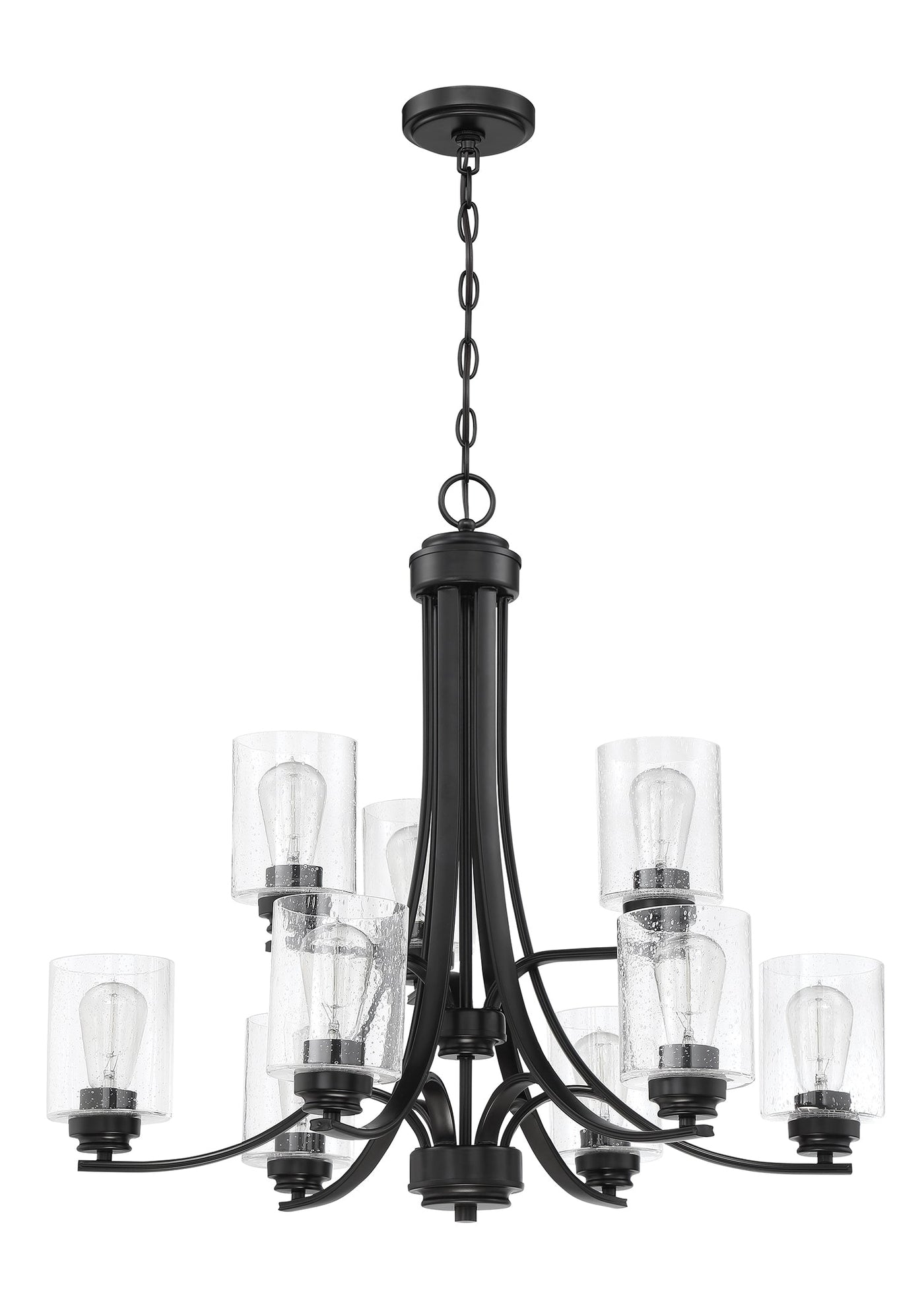 ##Antique Hardware## Bolden 9 Light Chandelier in Flat Black