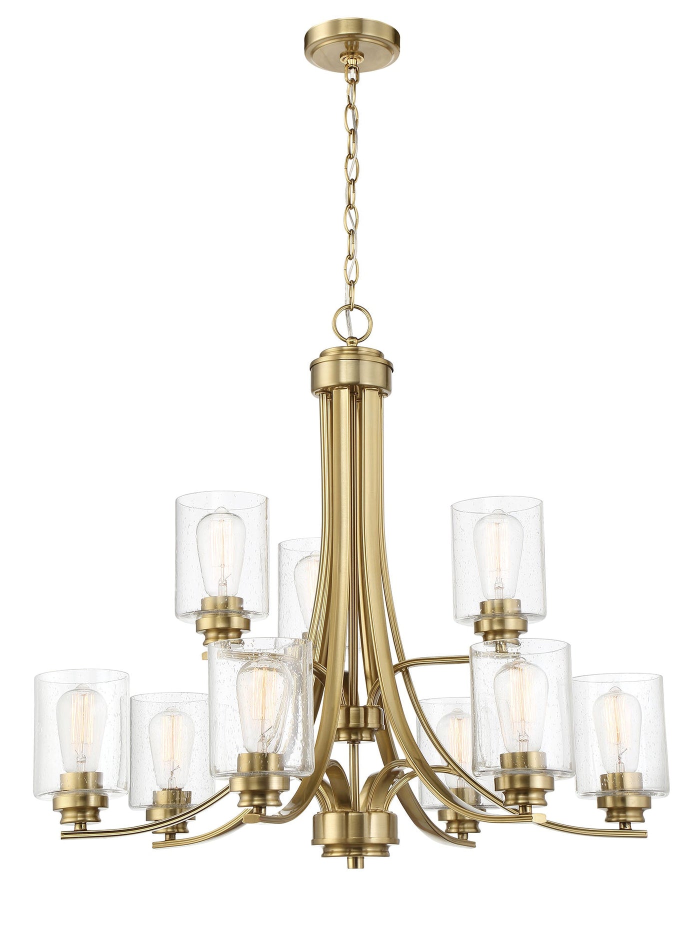 ##Antique Hardware## Bolden 9 Light Chandelier in Satin Brass