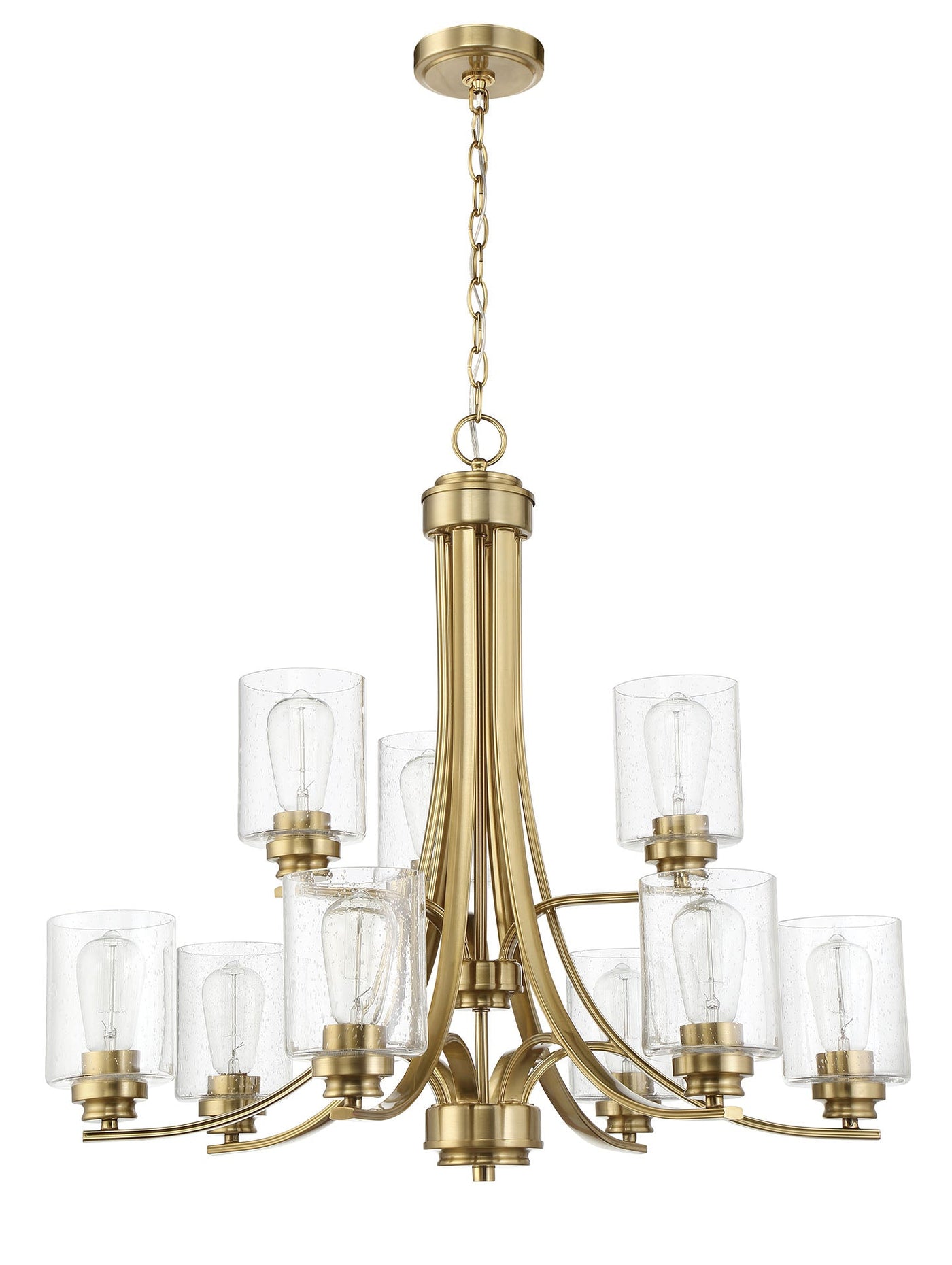 ##Antique Hardware## Bolden 9 Light Chandelier in Satin Brass