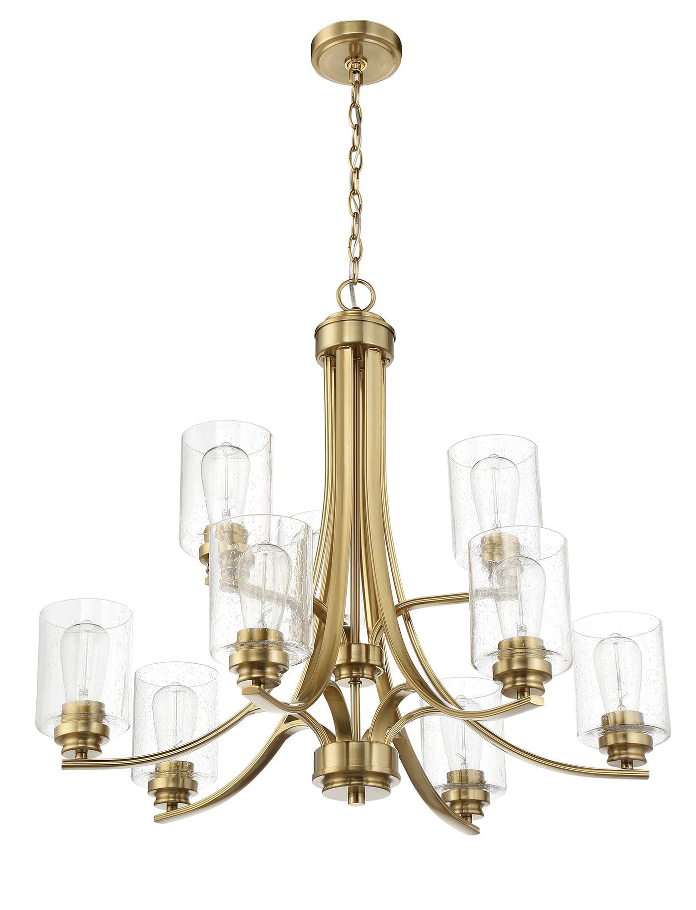 ##Antique Hardware## Bolden 9 Light Chandelier in Satin Brass