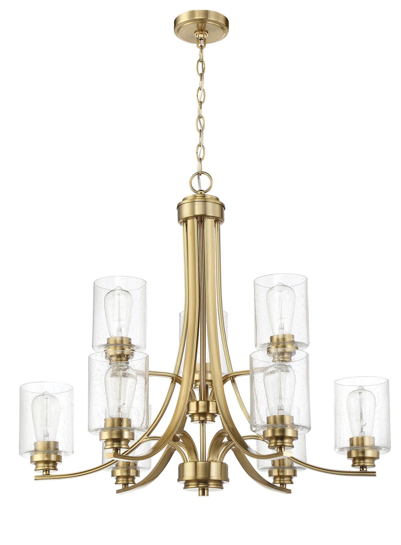 ##Antique Hardware## Bolden 9 Light Chandelier in Satin Brass