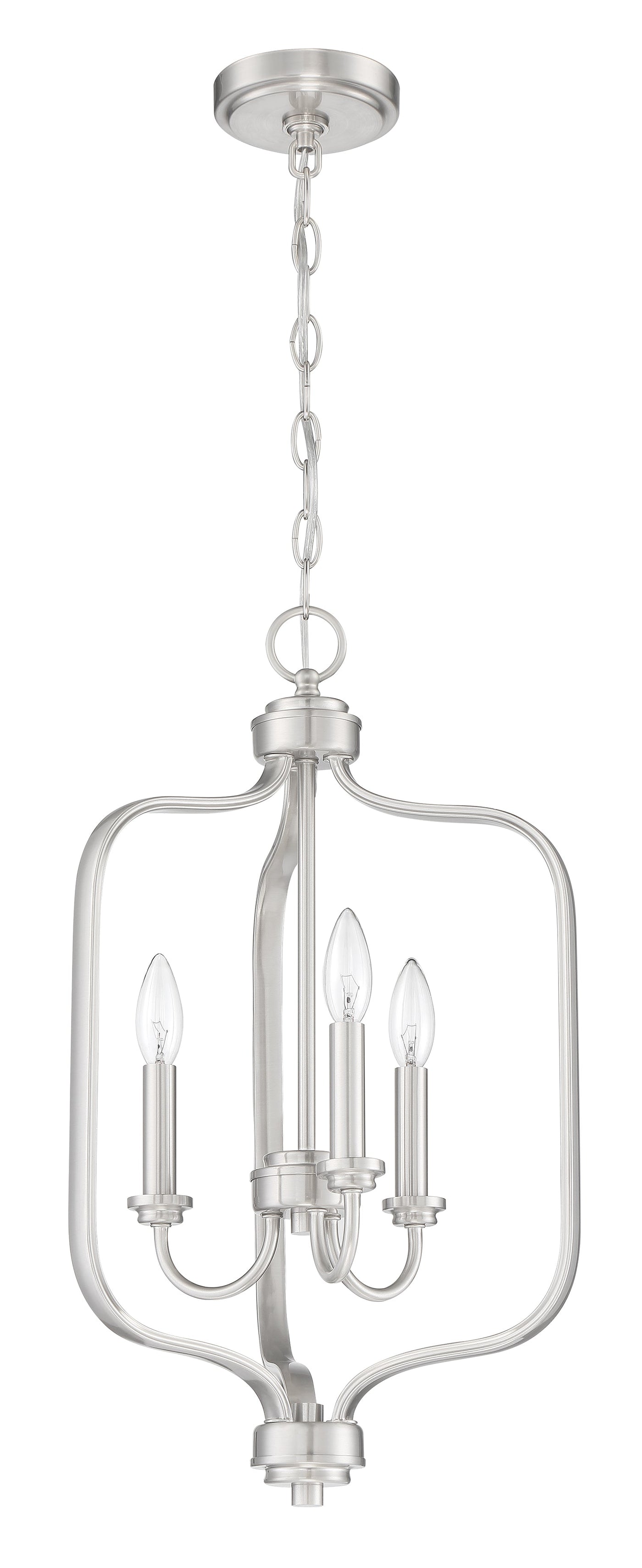 ##Antique Hardware## Bolden 3 Light Foyer in Brushed Polished Nickel