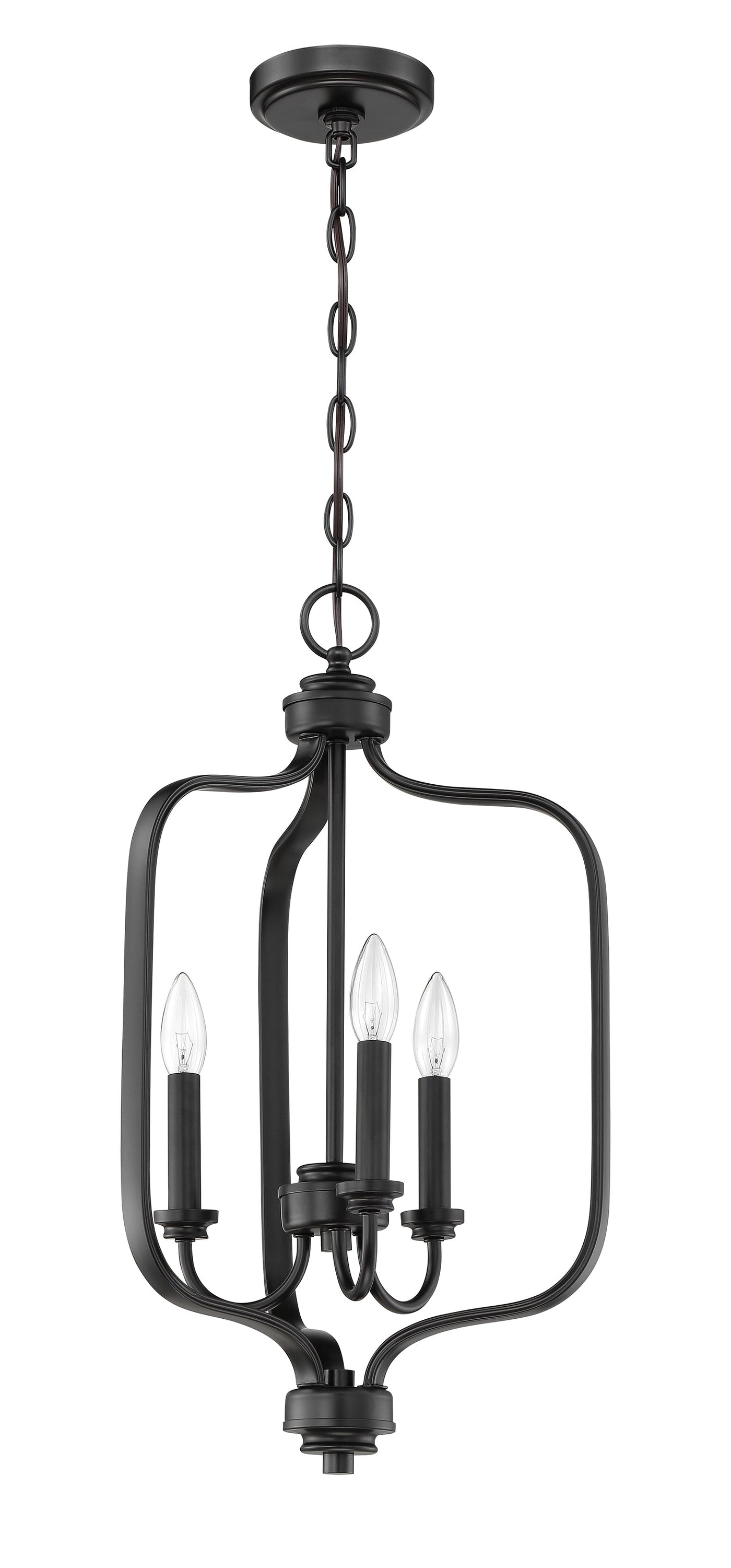 ##Antique Hardware## Bolden 3 Light Foyer in Flat Black