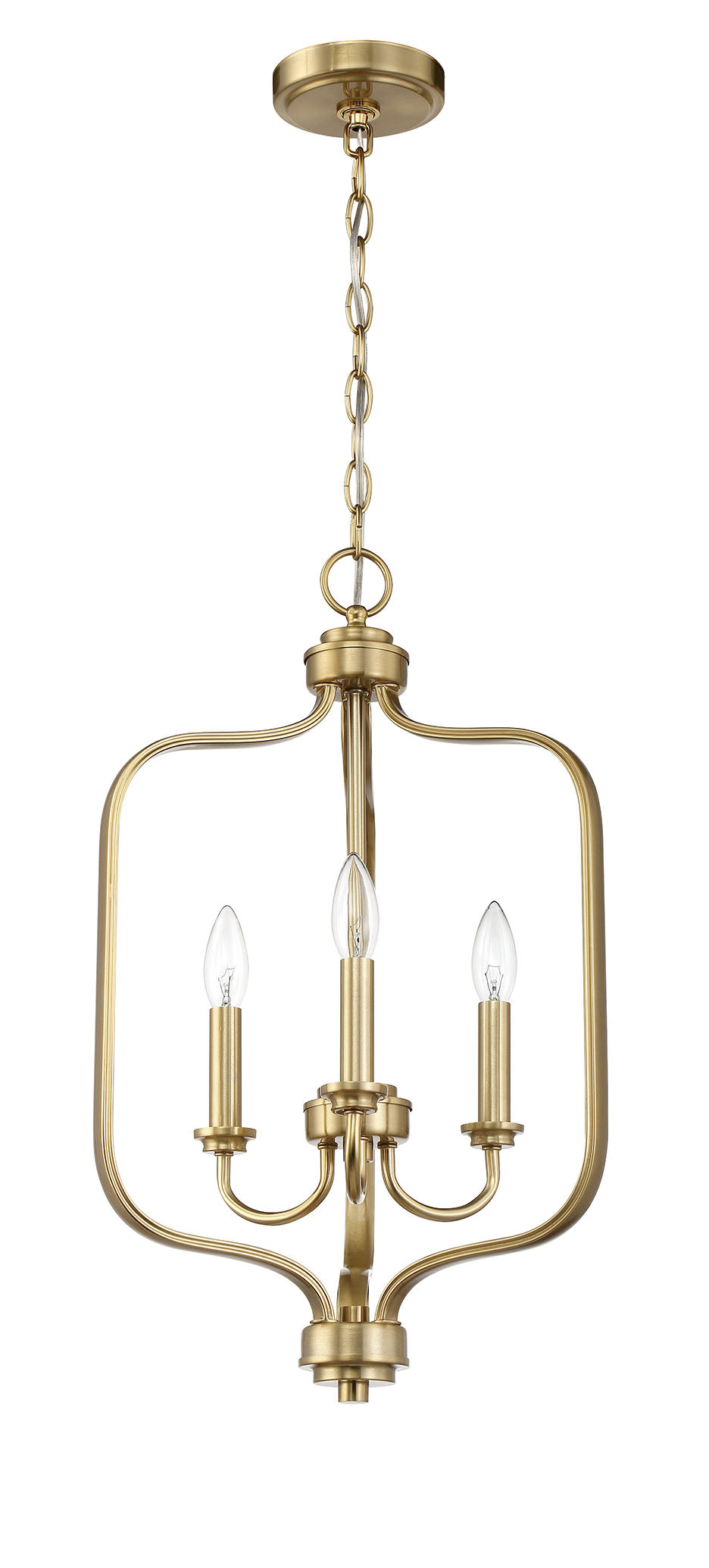 ##Antique Hardware## Bolden 3 Light Foyer in Satin Brass