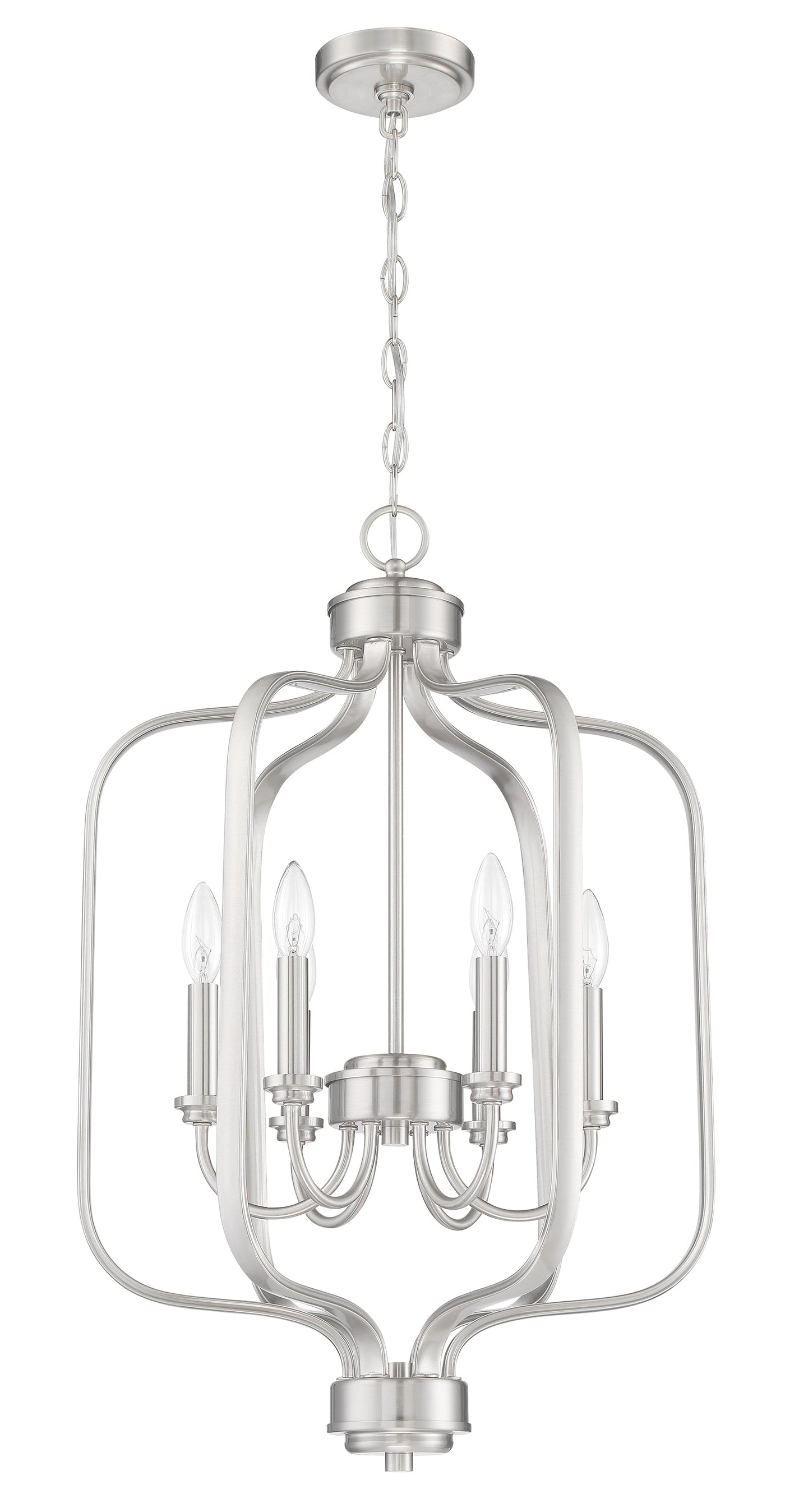 ##Antique Hardware## Bolden 6 Light Foyer in Brushed Polished Nickel