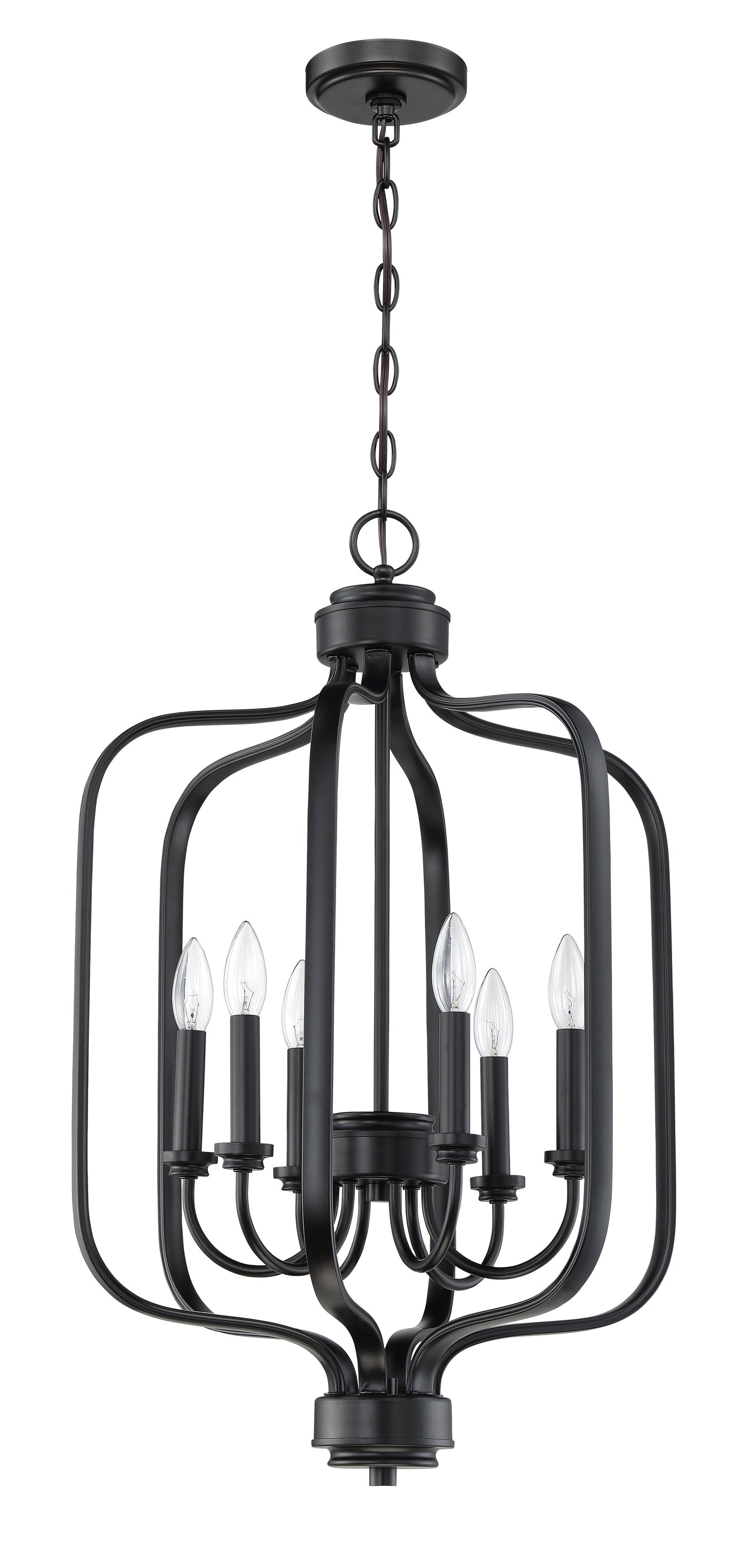 ##Antique Hardware## Bolden 6 Light Foyer in Flat Black