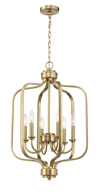 ##Antique Hardware## Bolden 6 Light Foyer in Satin Brass