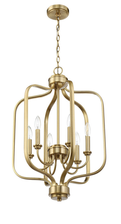 ##Antique Hardware## Bolden 6 Light Foyer in Satin Brass