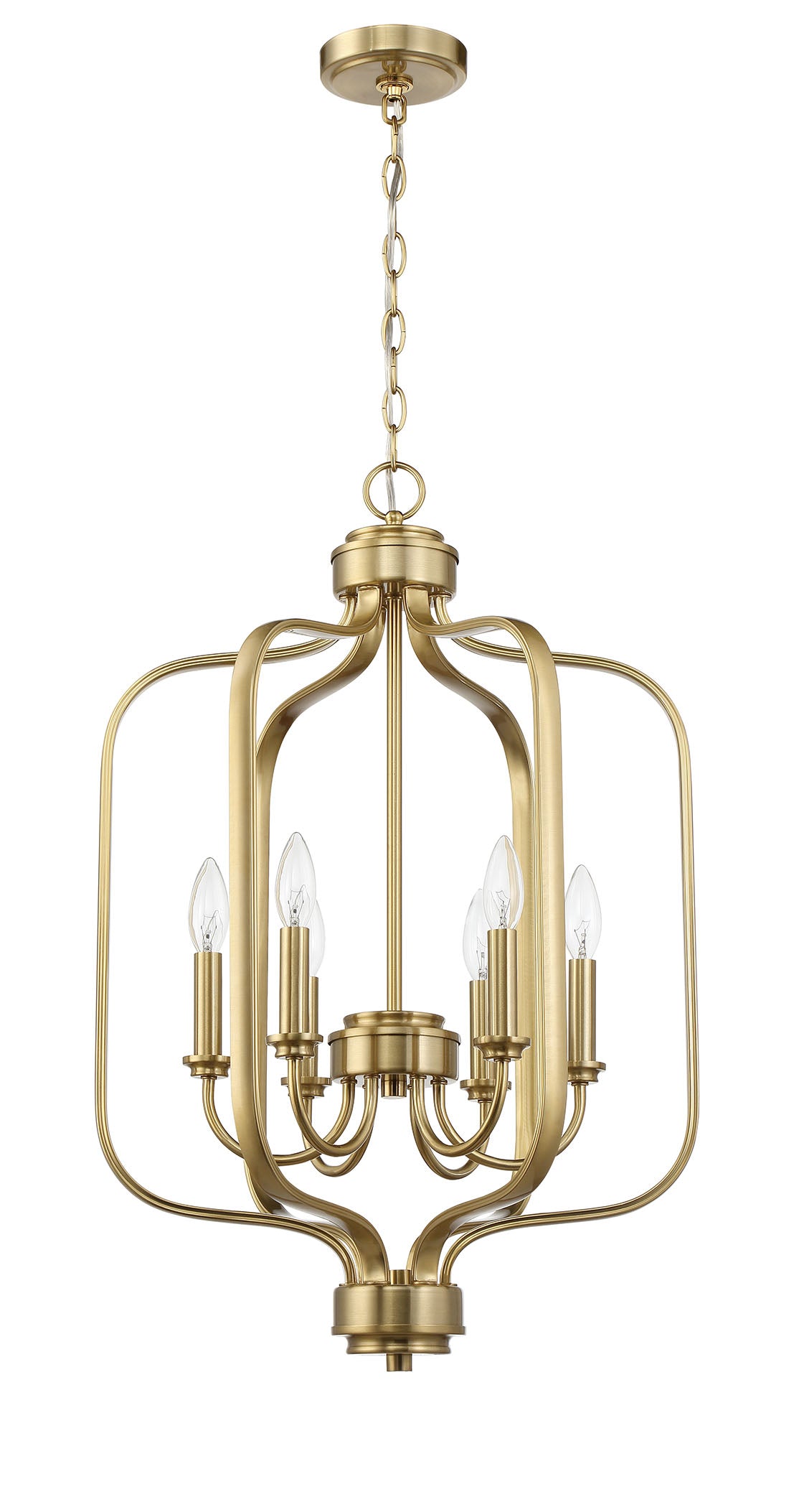 ##Antique Hardware## Bolden 6 Light Foyer in Satin Brass