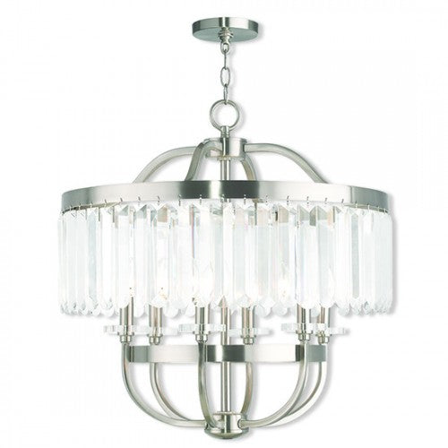 ##Antique Hardware## 6 Light Brushed Nickel Chandelier