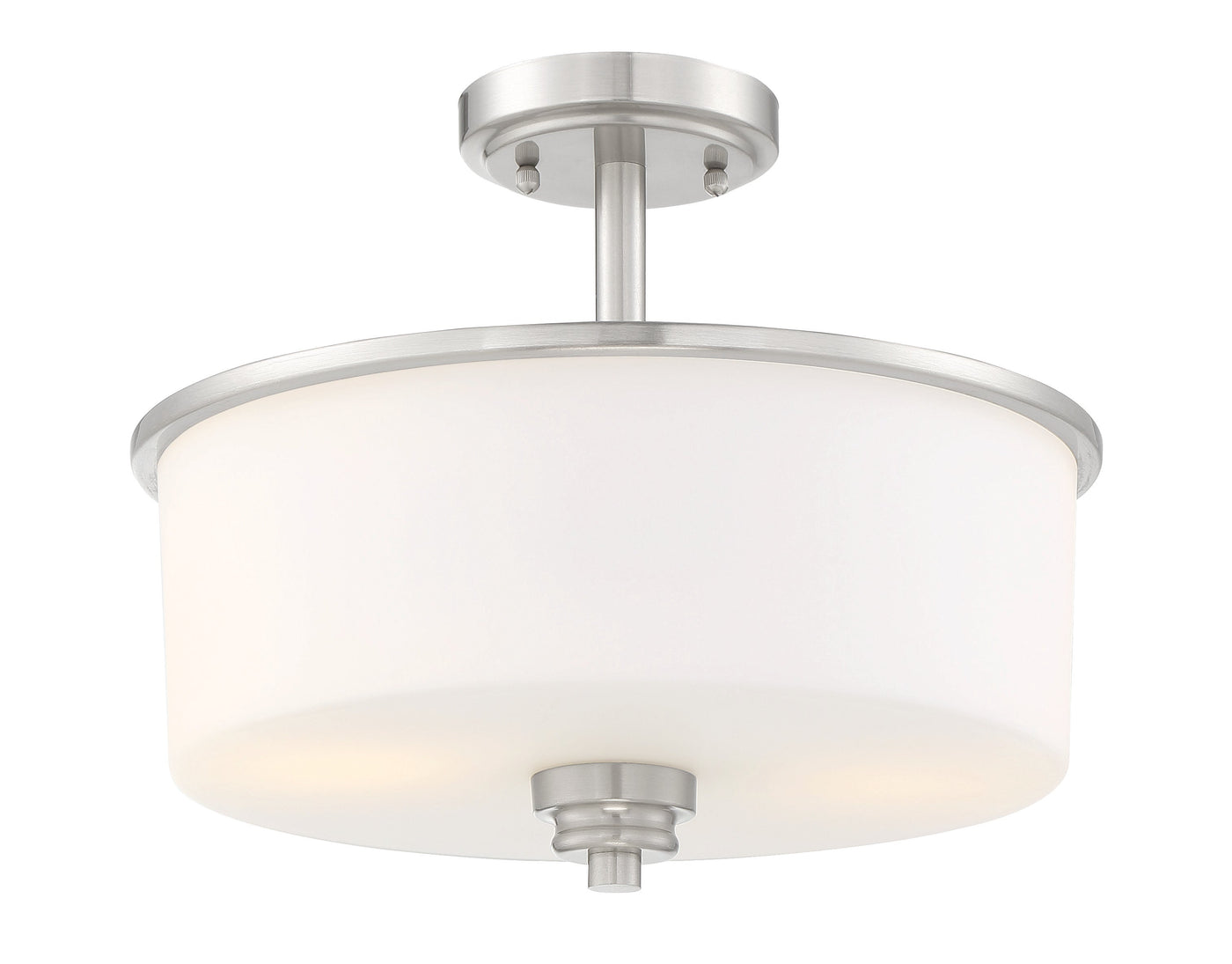 ##Antique Hardware## Bolden 2 Light Convertible Semi Flush in Brushed Polished Nickel (White Glass)