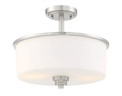 ##Antique Hardware## Bolden 2 Light Convertible Semi Flush in Brushed Polished Nickel (White Glass)