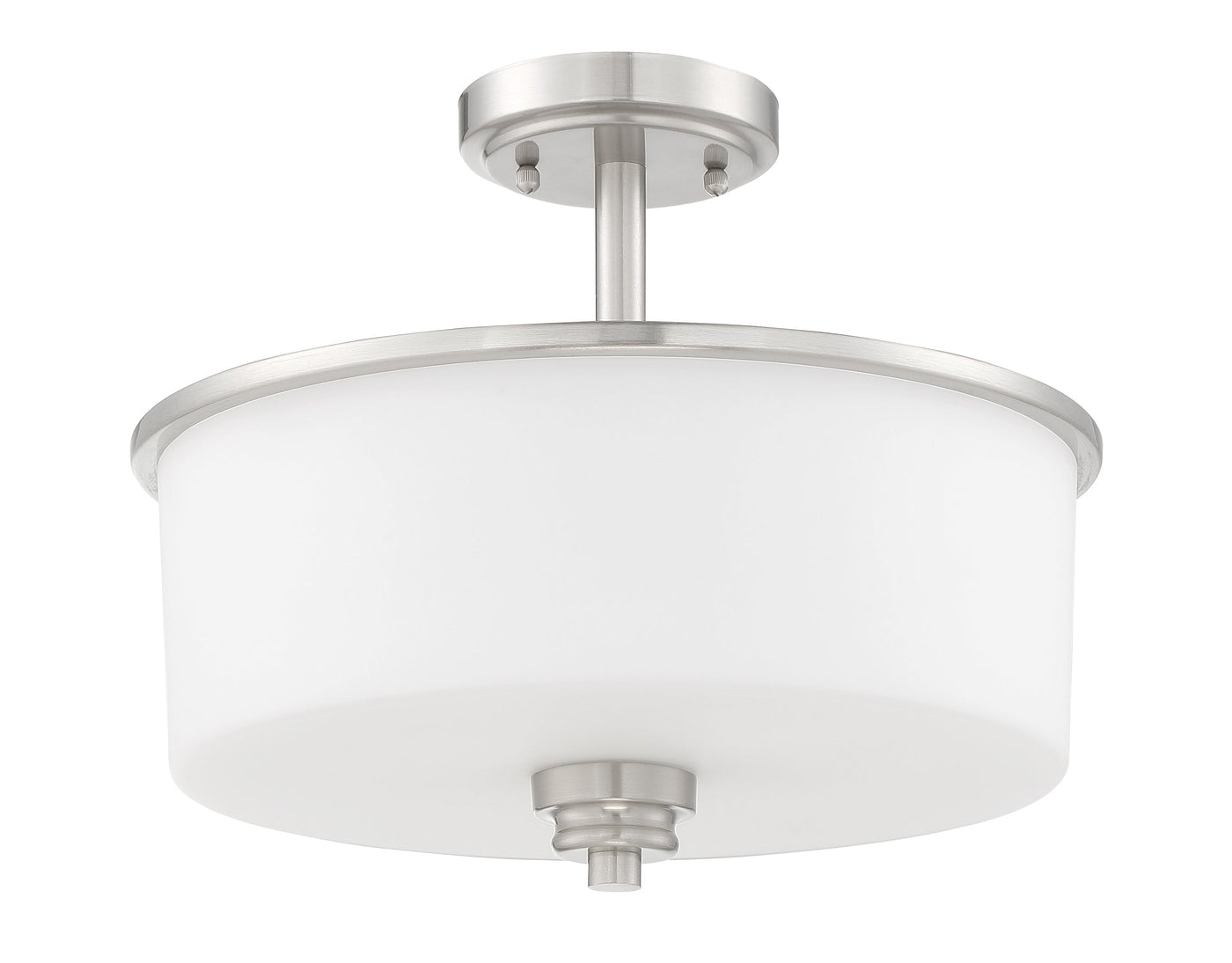 ##Antique Hardware## Bolden 2 Light Convertible Semi Flush in Brushed Polished Nickel (White Glass)