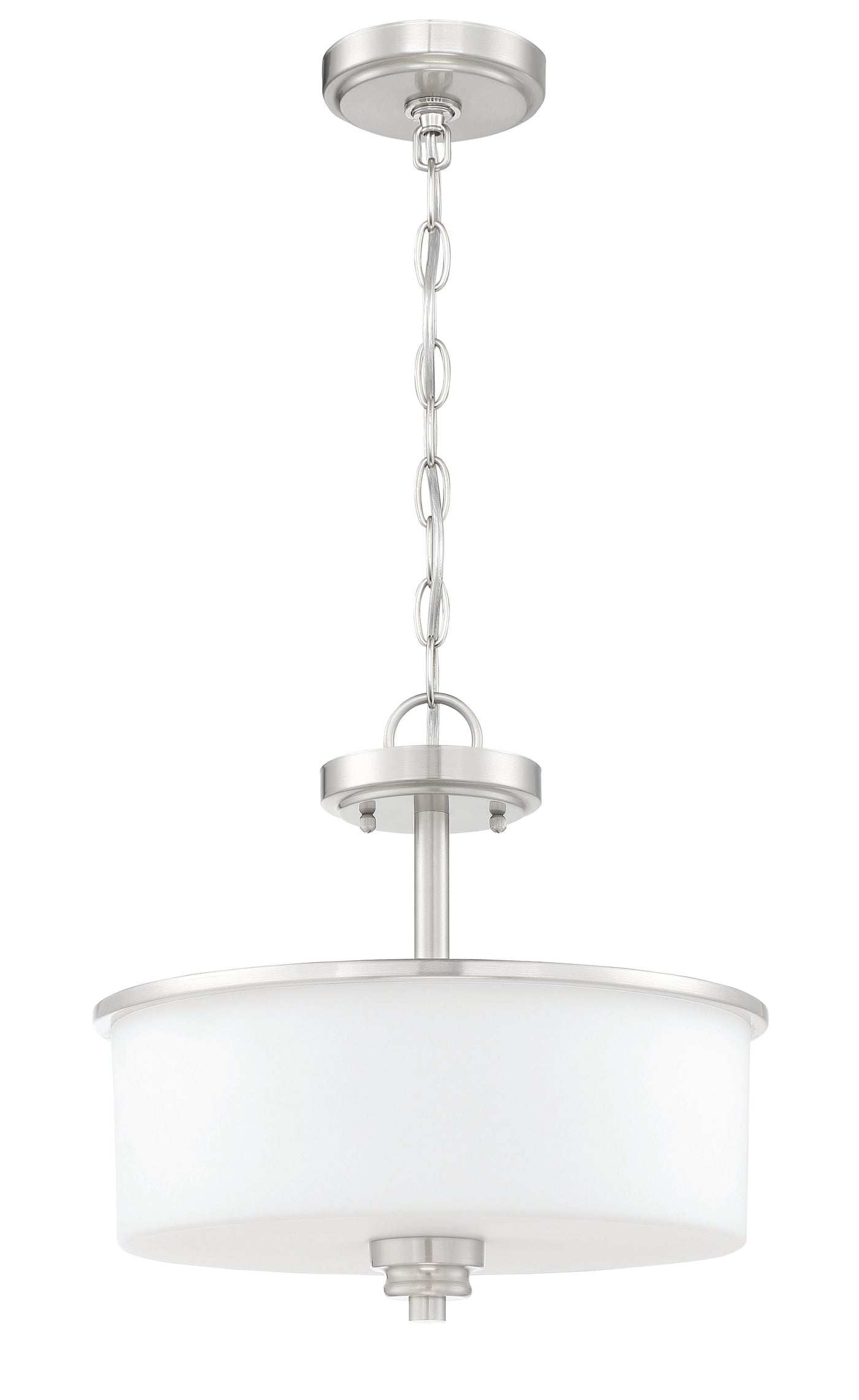 ##Antique Hardware## Bolden 2 Light Convertible Semi Flush in Brushed Polished Nickel (White Glass)