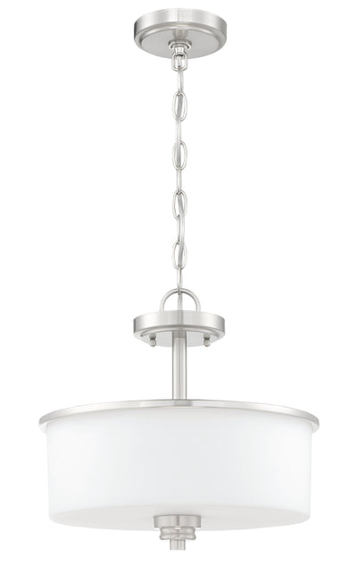 ##Antique Hardware## Bolden 2 Light Convertible Semi Flush in Brushed Polished Nickel (White Glass)