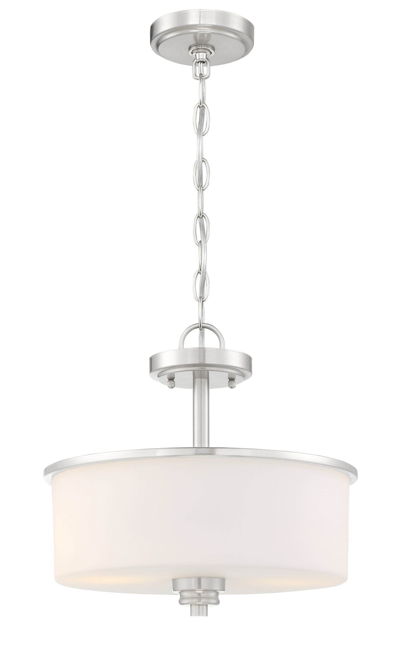 ##Antique Hardware## Bolden 2 Light Convertible Semi Flush in Brushed Polished Nickel (White Glass)