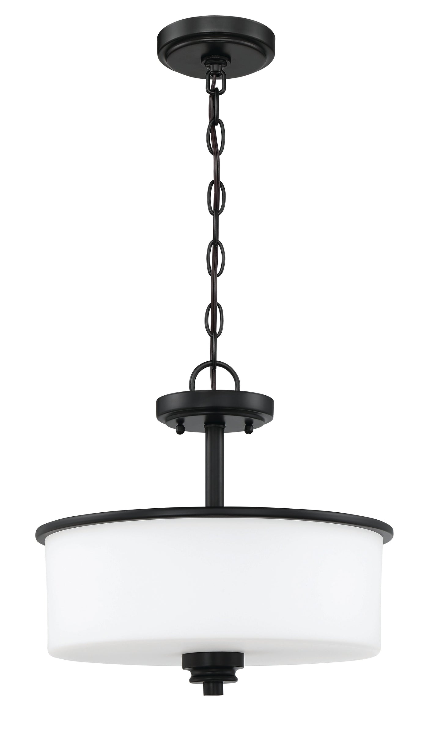 ##Antique Hardware## Bolden 2 Light Convertible Semi Flush in Flat Black (White Glass)