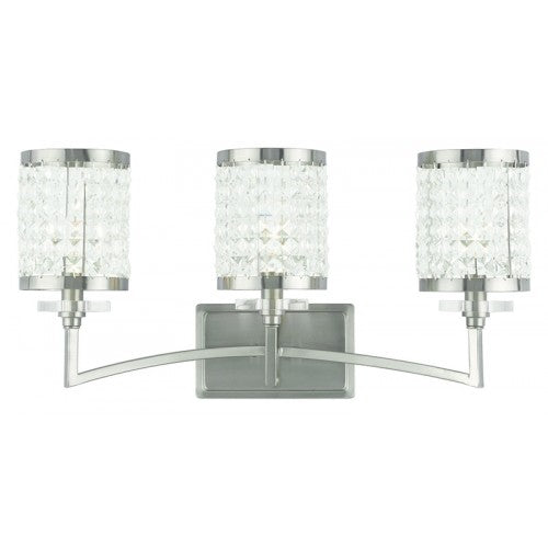 ##Antique Hardware## 3 Light Brushed Nickel Bath Light