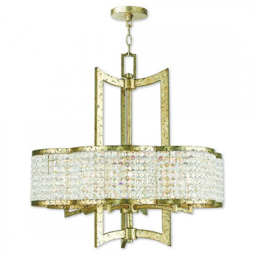 ##Antique Hardware## 6 Light Winter Gold Chandelier