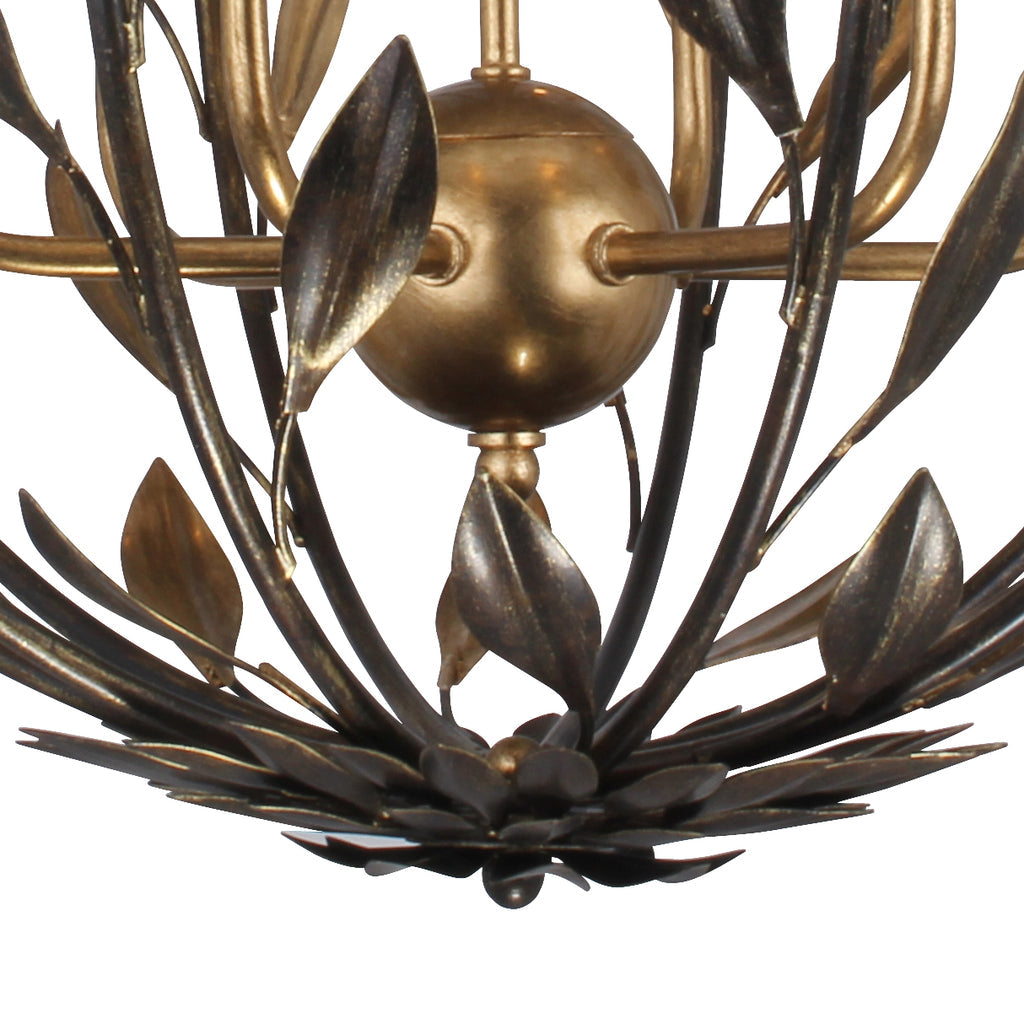 ##Antique Hardware## Broche 6 Light English Bronze + Antique Gold Sphere Chandelier