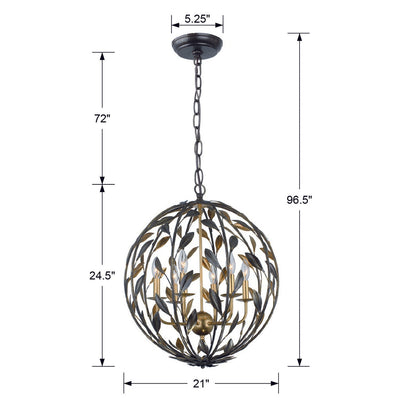 ##Antique Hardware## Broche 6 Light English Bronze + Antique Gold Sphere Chandelier