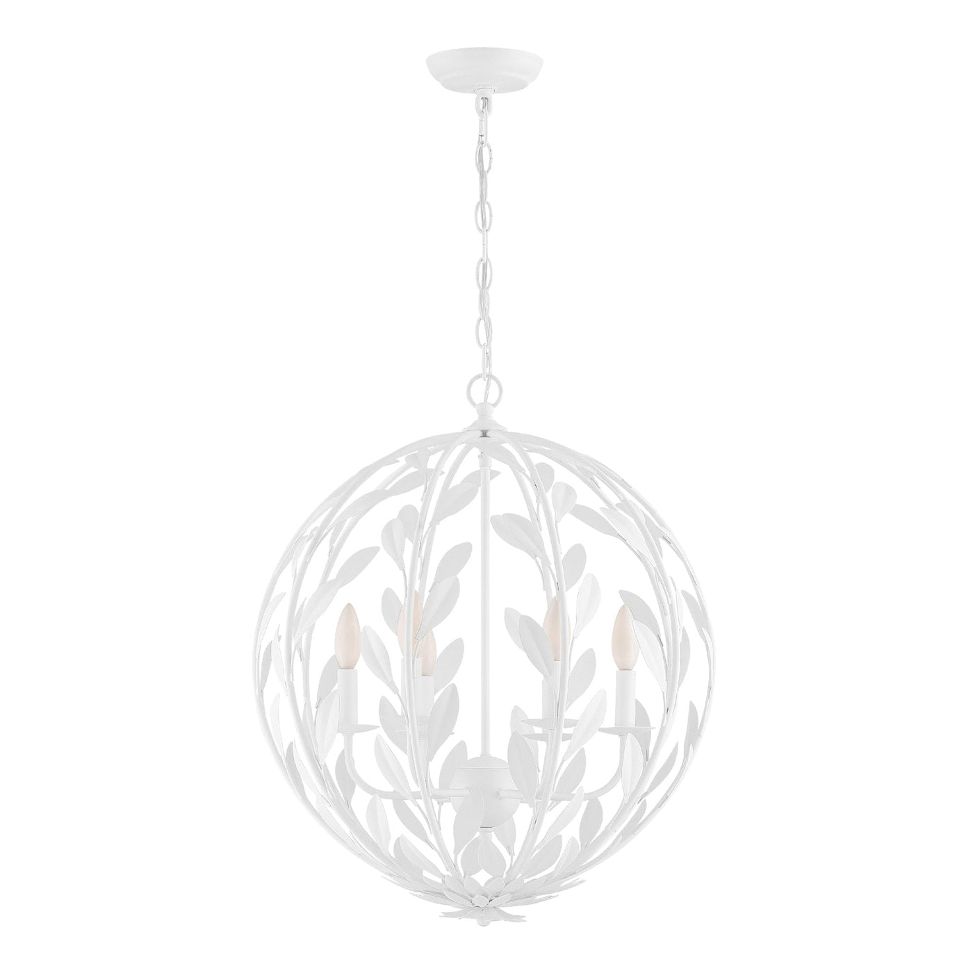 ##Antique Hardware## Broche 6 Light Matte White Chandelier