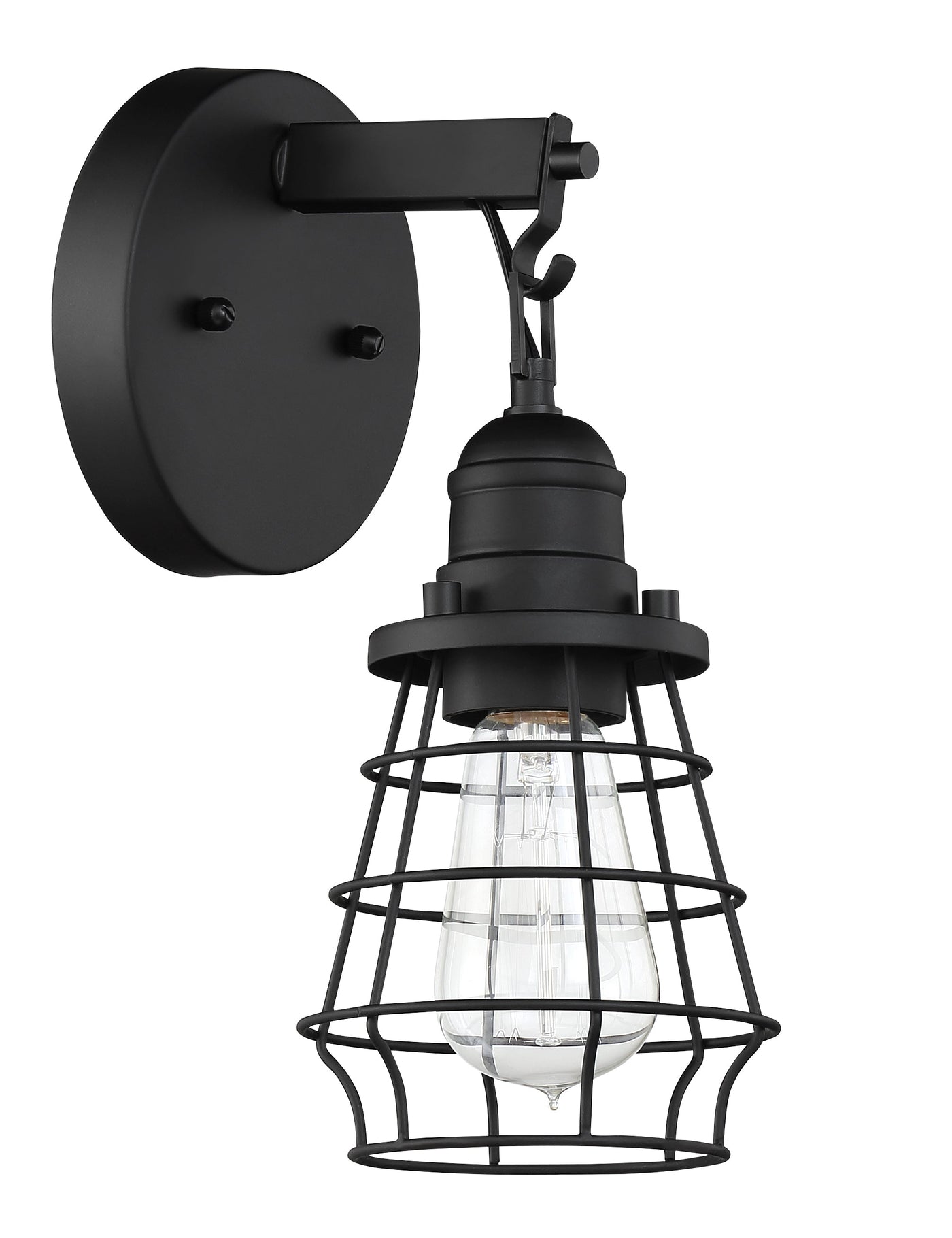 ##Antique Hardware## Thatcher 1 Light Wall Sconce in Flat Black