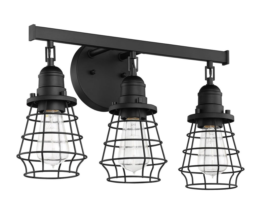 ##Antique Hardware## Thatcher 3 Light Vanity in Flat Black