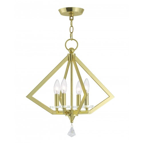 ##Antique Hardware## 4 Light Polished Brass Chandelier