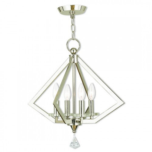 ##Antique Hardware## 4 Light Polished Nickel Chandelier