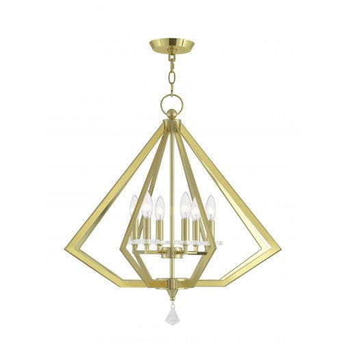 ##Antique Hardware## 6 Light Polished Brass Chandelier