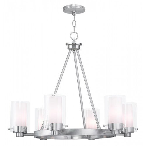 ##Antique Hardware## 6 Light Brushed Nickel Chandelier