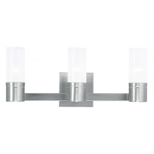 ##Antique Hardware## 3 Light Brushed Nickel Bath Light
