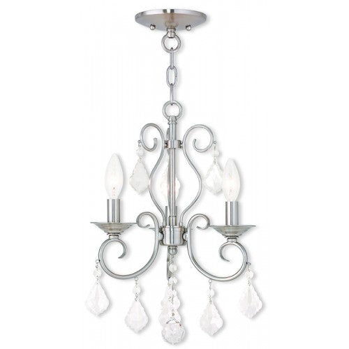 ##Antique Hardware## 3 Light Brushed Nickel Chandelier/Ceiling Mount